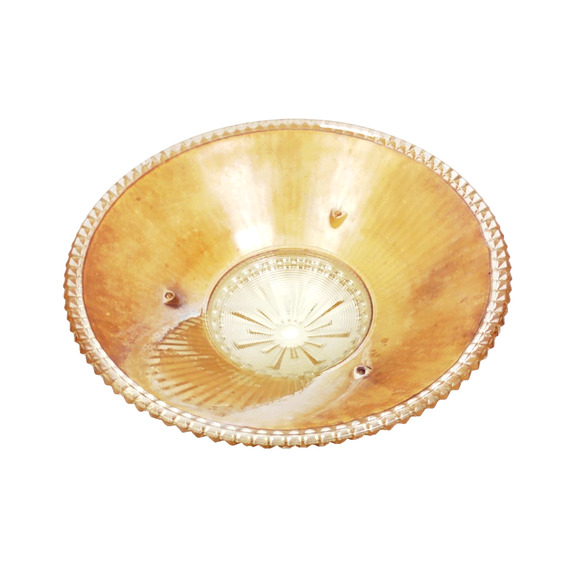 15" Art Deco Semi Flush Mount Peach Ribbed Glass Light Shade Heavy 40 50s Atomic - Picture 10 of 11